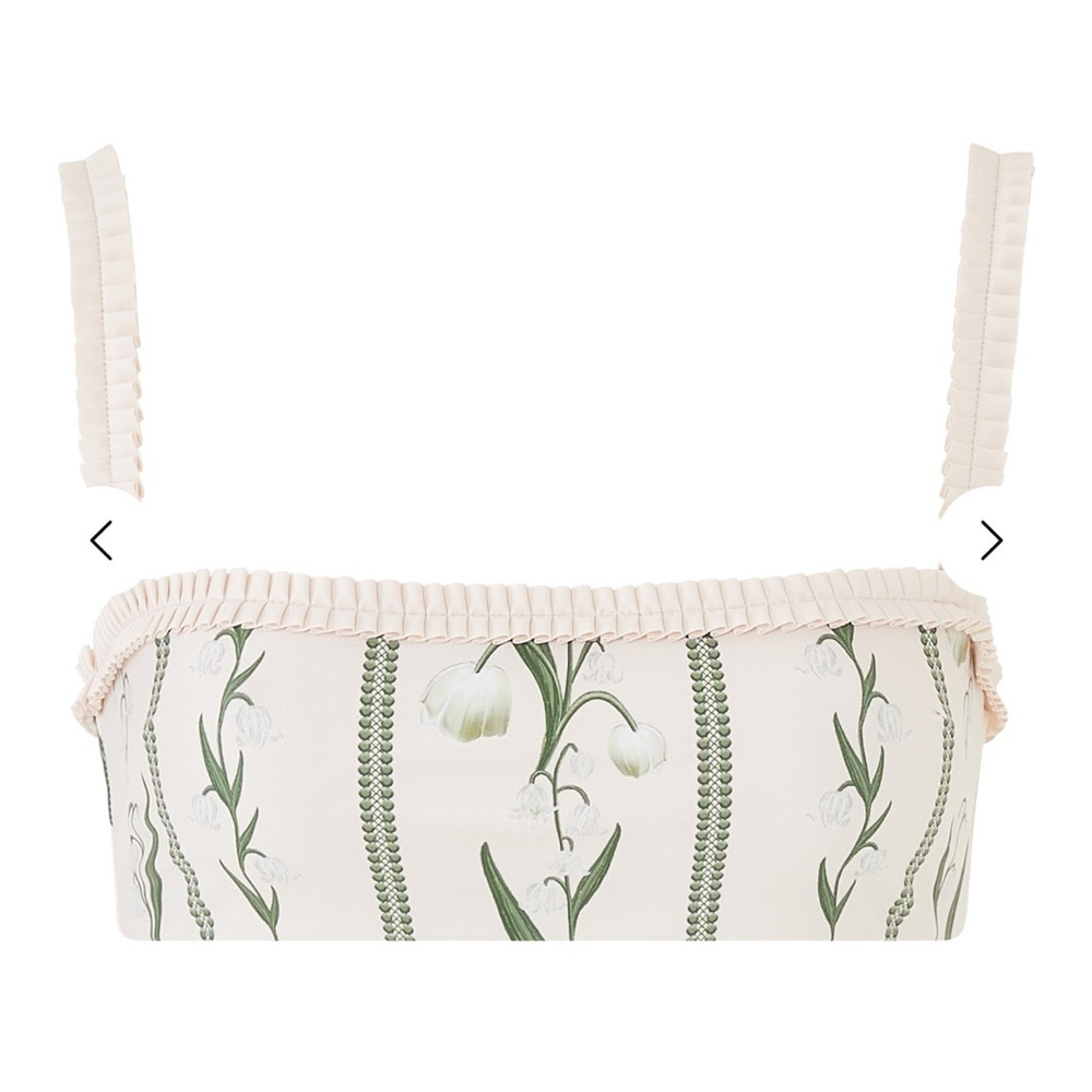 AGUA BY AGUA BENDITA Olmo Perla floral-print Embroidered Bikini Top Large NWT